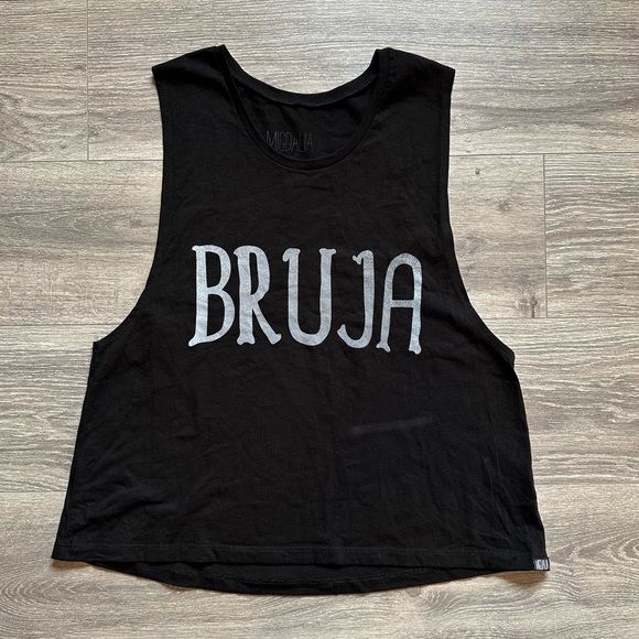 MIGDALIA Bruja Crop Muscle Tank in Black - Picture 9 of 11